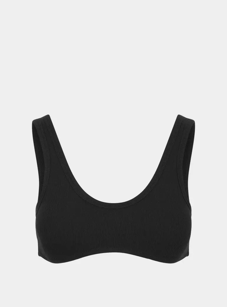 Black Organic Cotton Dip Front Bralette Nudea