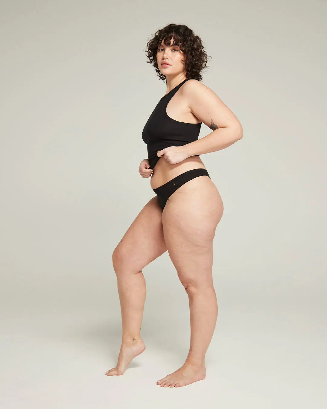 Black Organic Cotton Dipped Thong 2 Pack Nudea