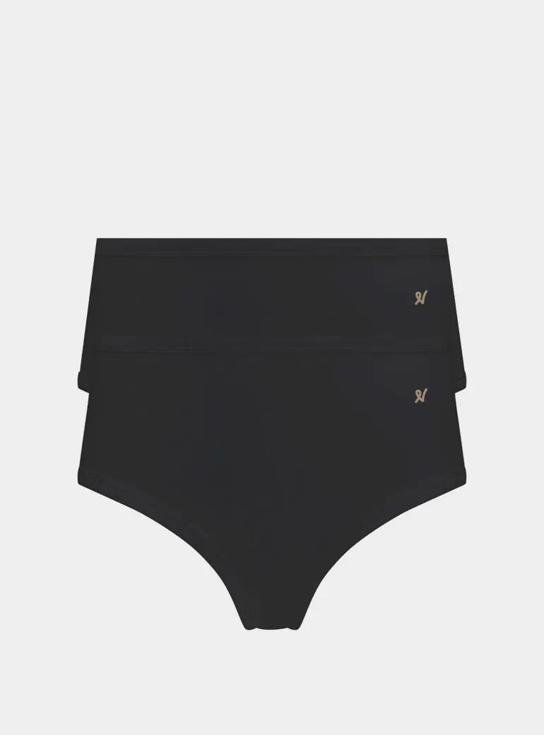 Black Organic Cotton Midi Brief 2 Pack Nudea