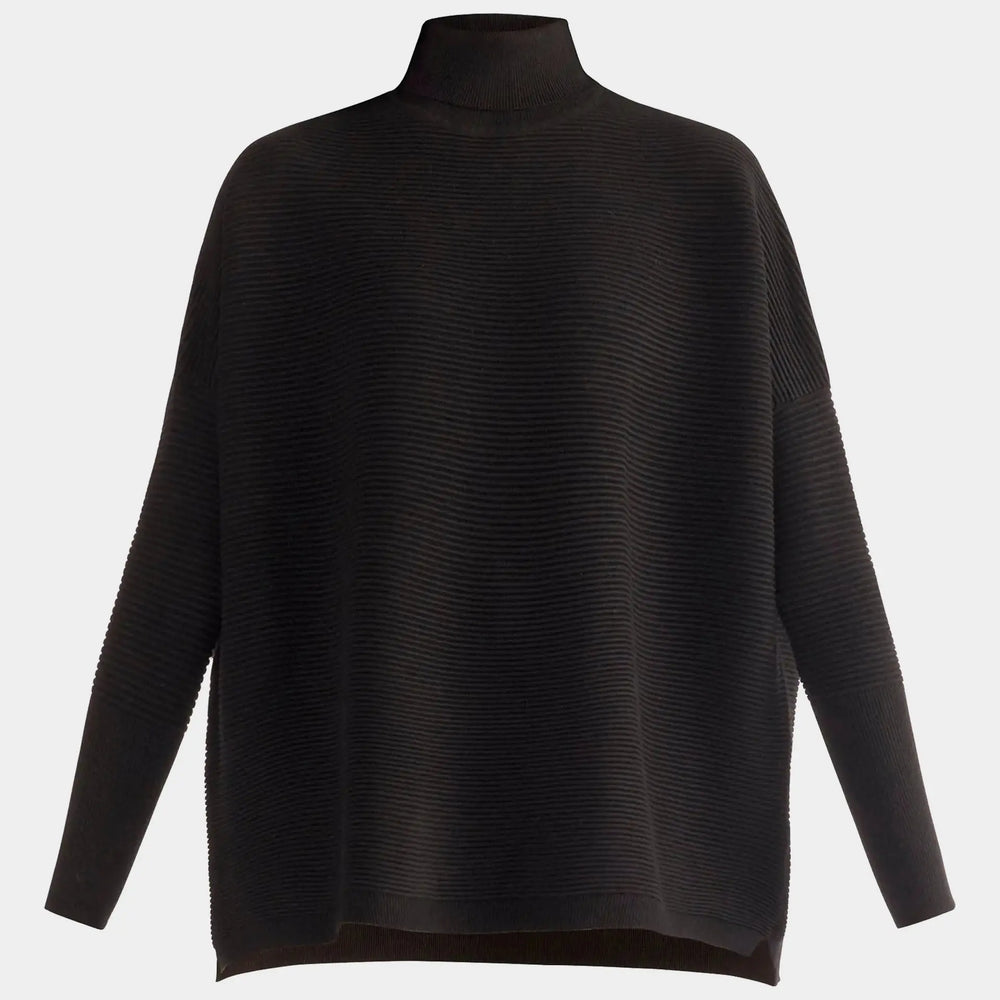 Black Paisie Turtleneck Ribbed Jumper Paisie