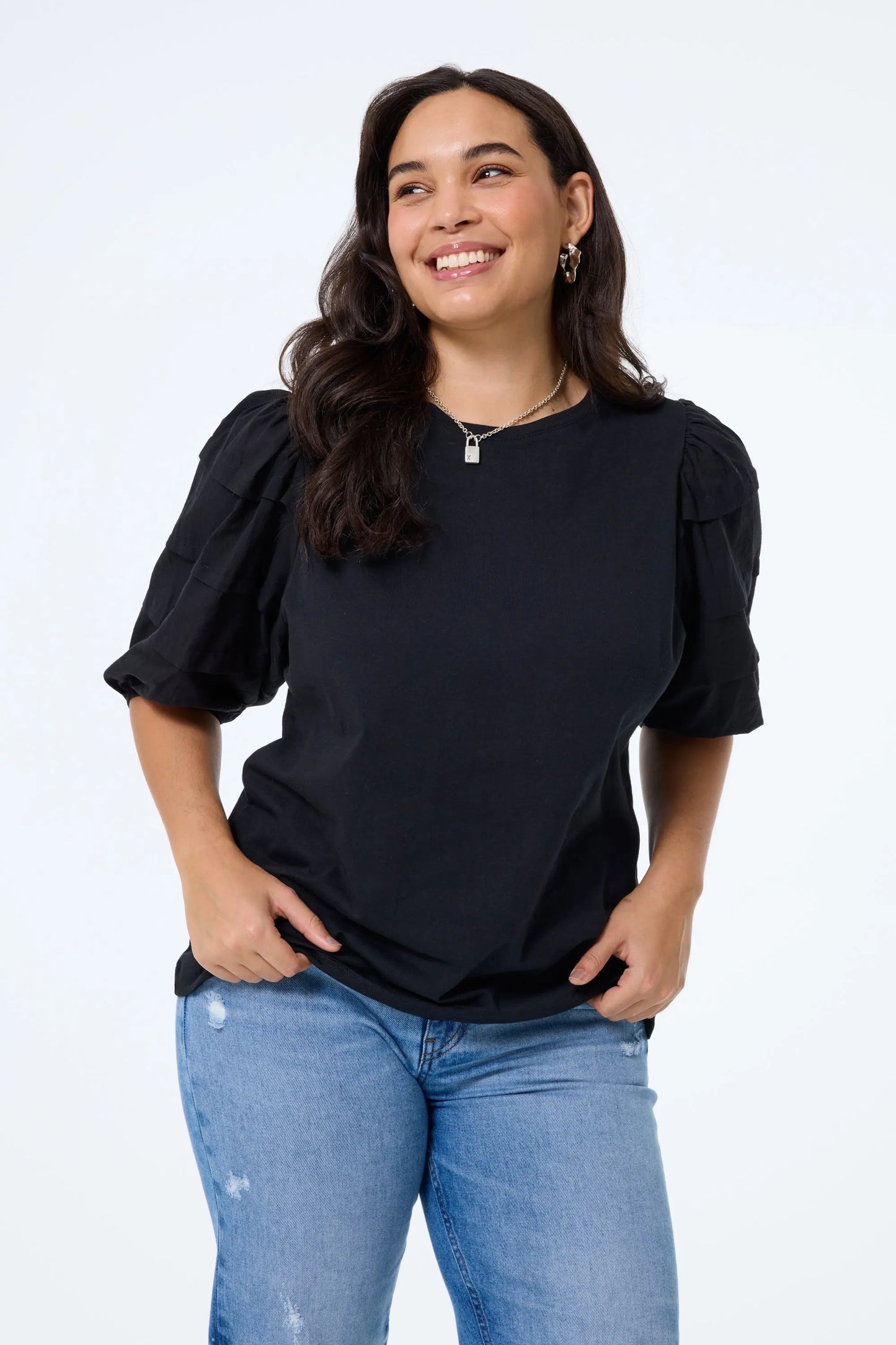 Black Pintuck Sleeve T-Shirt Scamp & Dude