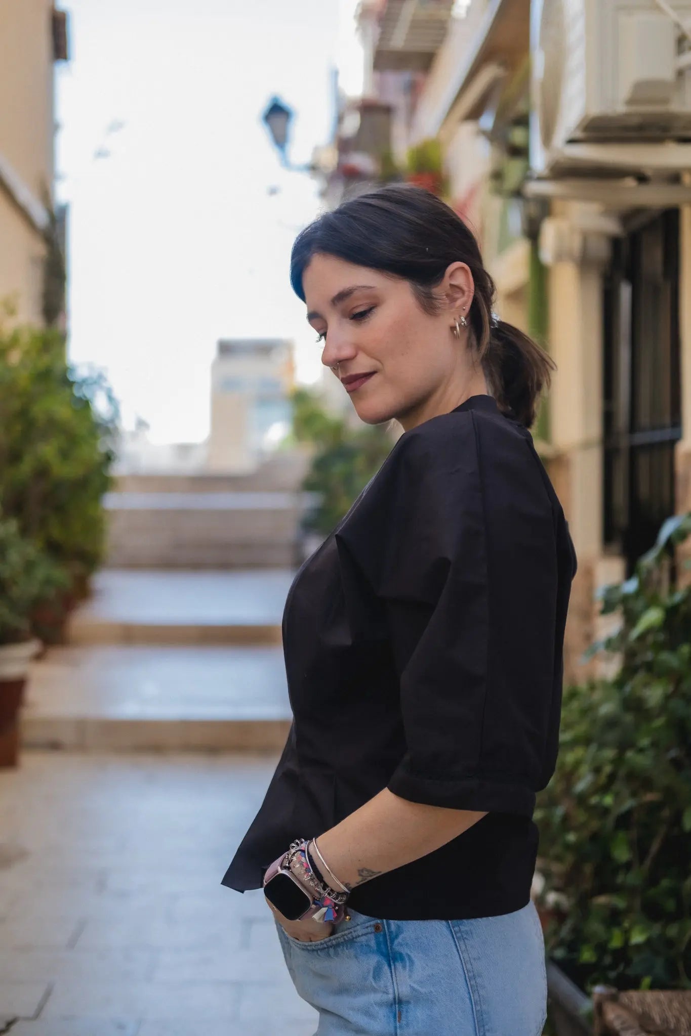 Black Pleated Top Naree Clothing