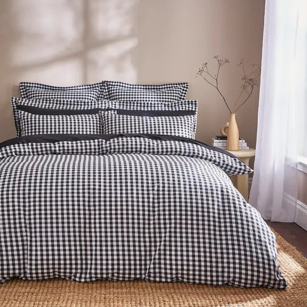 Black Portloe Woven Gingham Duvet Cover & Pillowcase Set (Copy) Dunelm