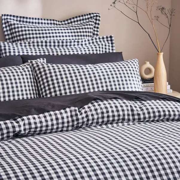 Black Portloe Woven Gingham Duvet Cover & Pillowcase Set (Copy) Dunelm