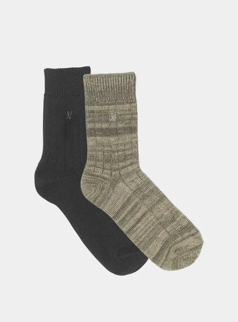Black/Sage Organic Cotton Socks 2 Pack Nudea