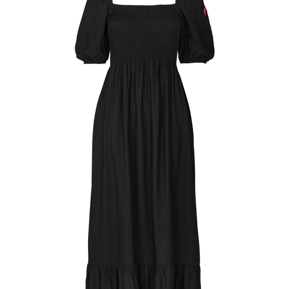 Black Shirred Midi Dress Scamp & Dude