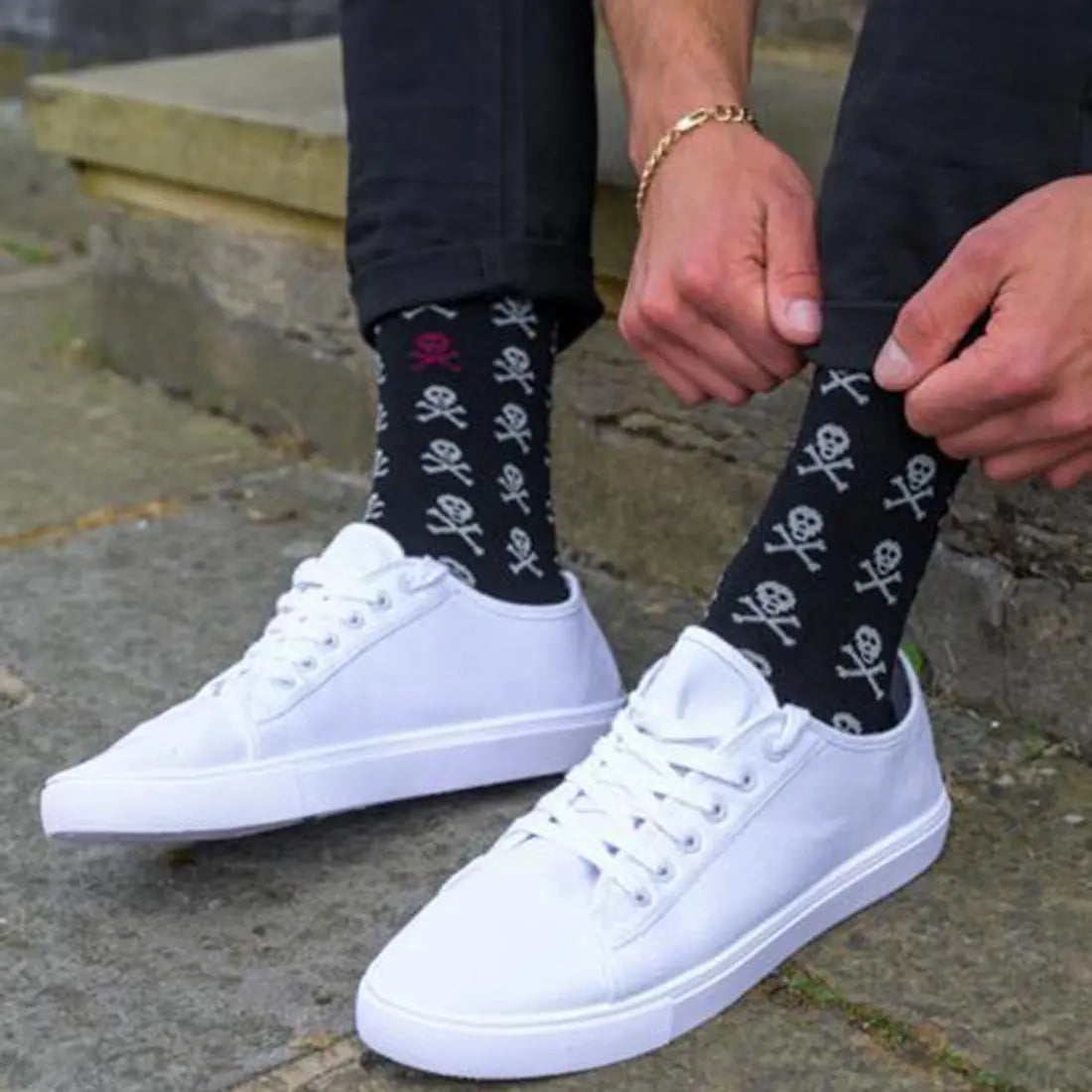Black Skull Bamboo Socks Swole Panda