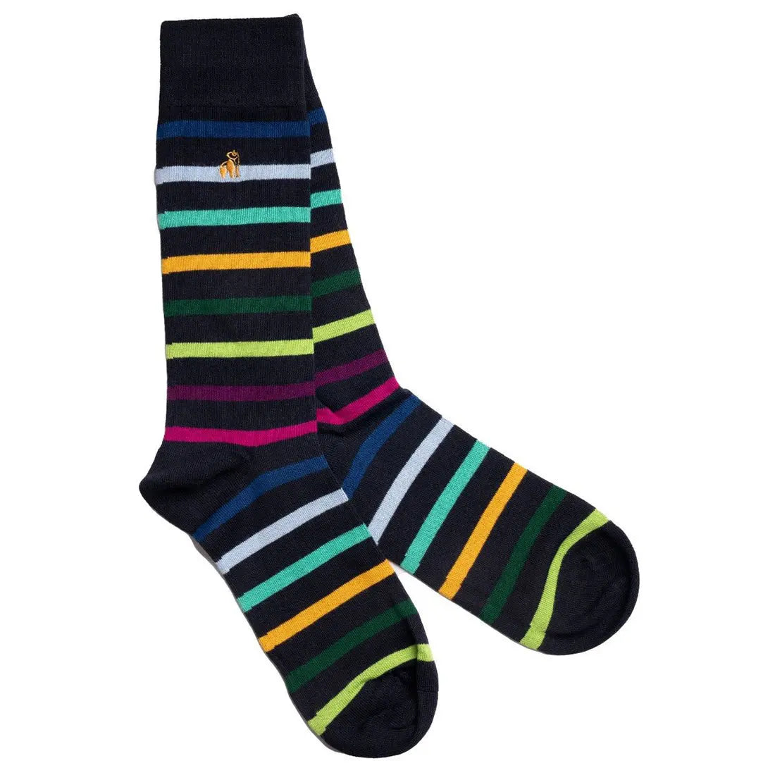 Black Small Striped Bamboo Socks Swole Panda