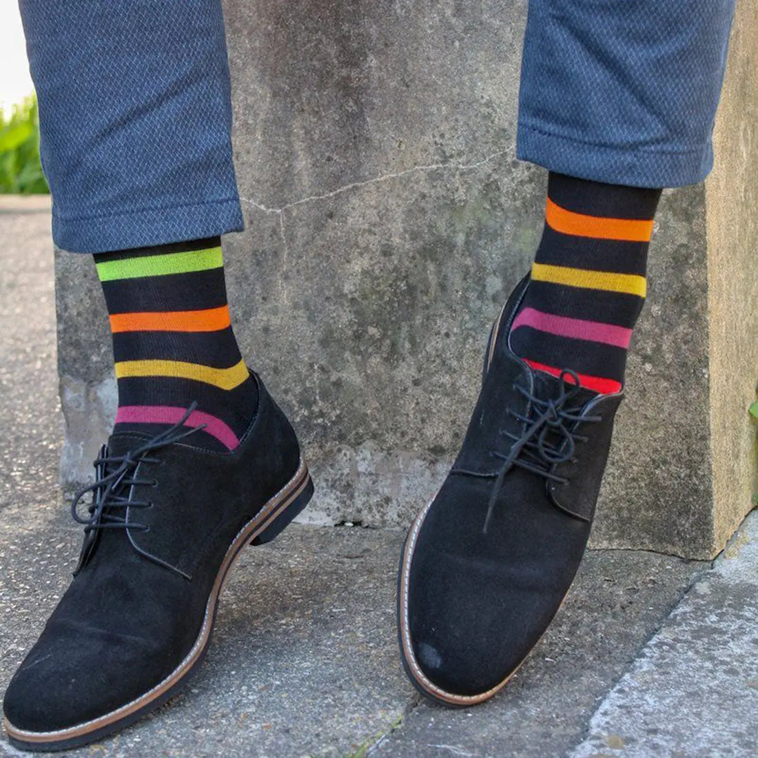 Black Small Striped Bamboo Socks Swole Panda