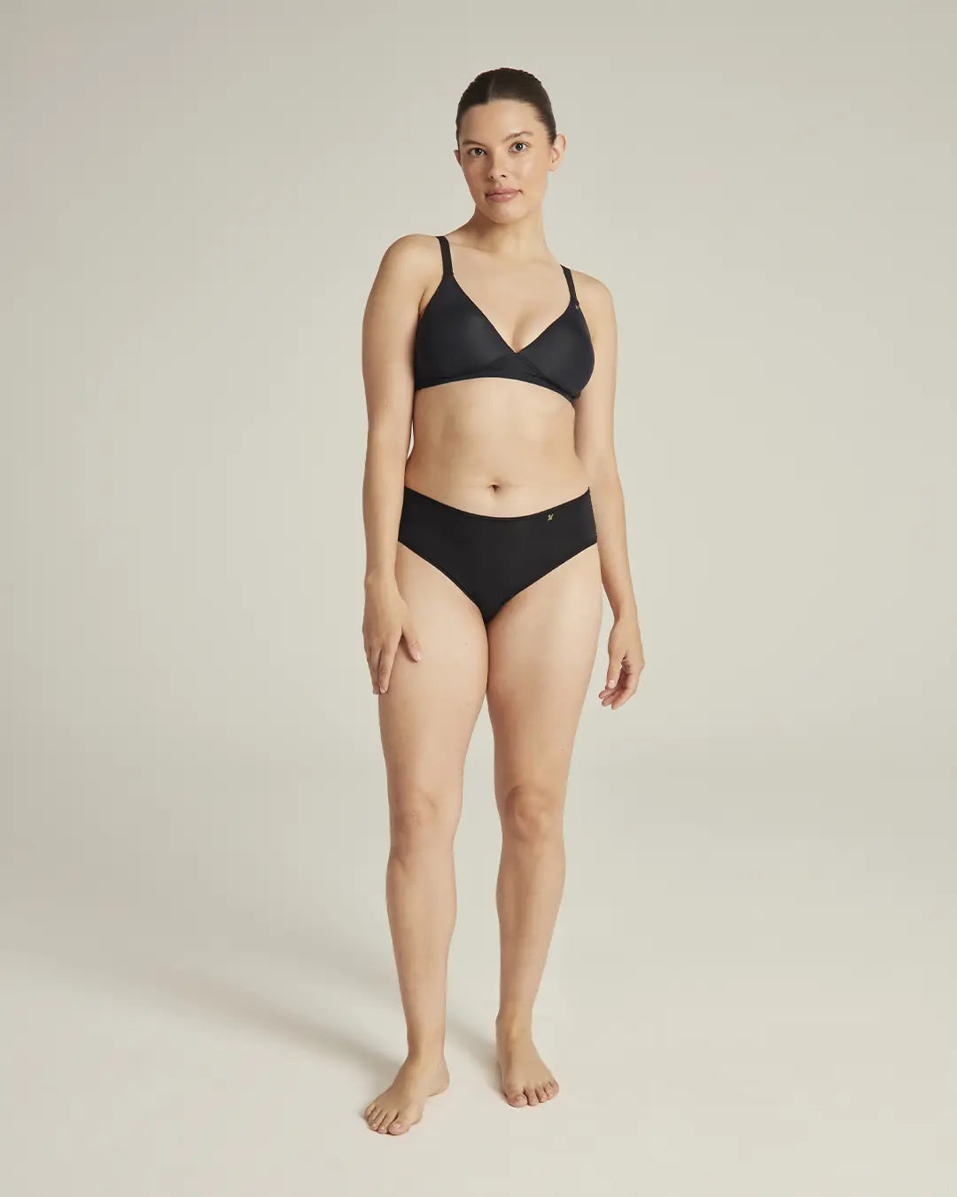 The Stretch Mid Rise Bikini Brief - Black Nudea