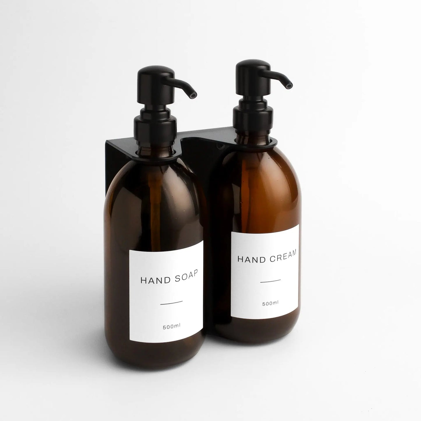 Black Wall Bracket & Amber Glass Dispenser Set Namie Home