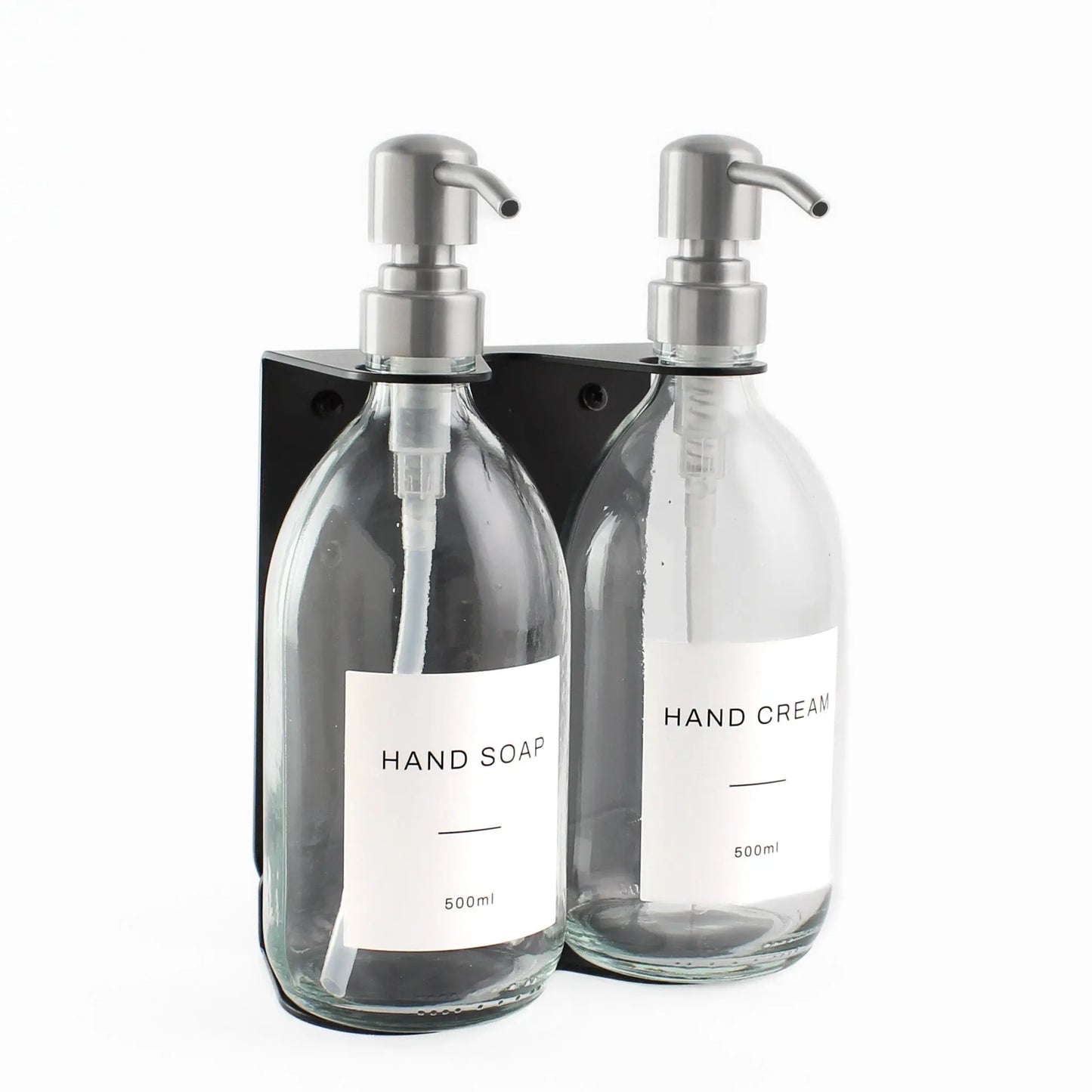 Black Wall Bracket & Clear Glass Dispenser Set Namie Home