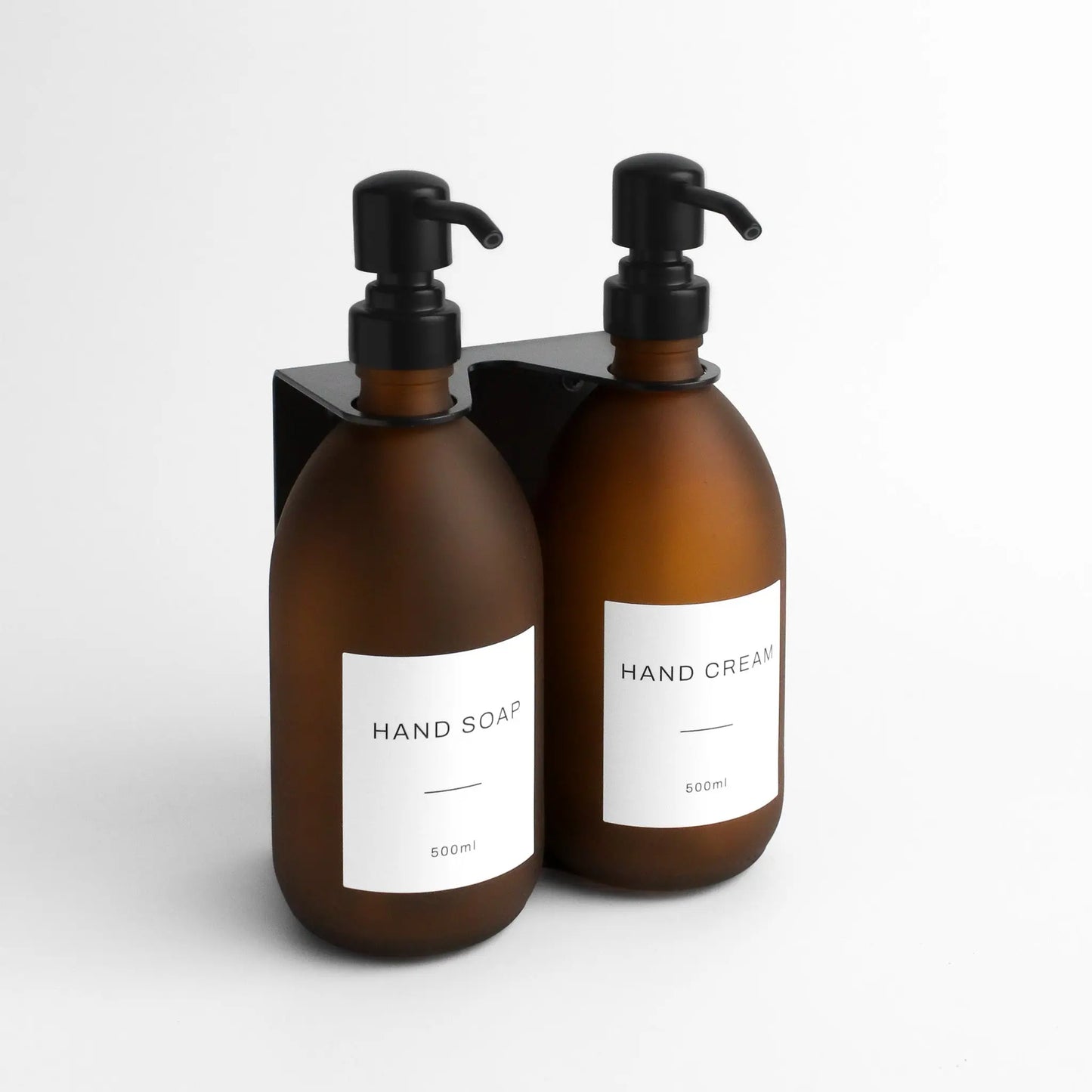 Black Wall Bracket & Frosted Amber Glass Dispenser Set Namie Home