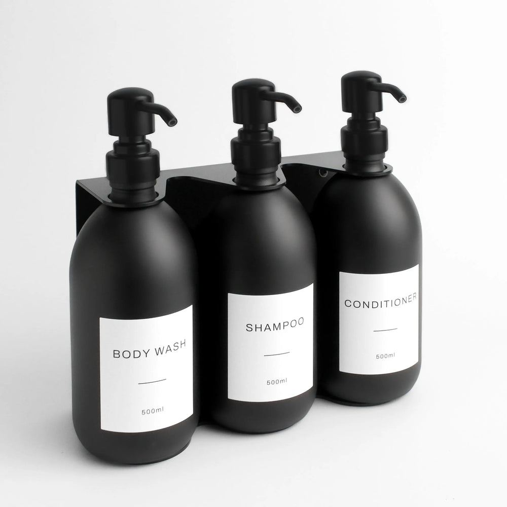 Black Wall Bracket & Matte Black Dispenser Set Namie Home