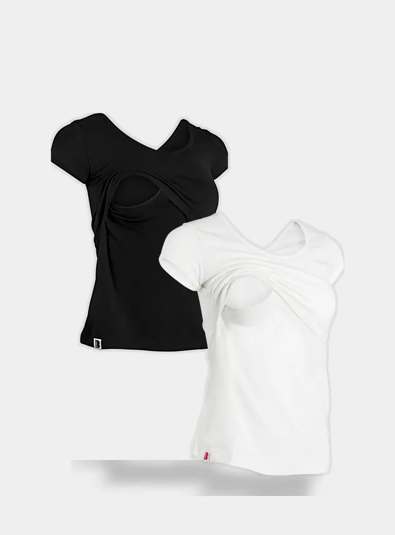 Black & White Nursing short sleeve T-shirt Twin Pack Bshirt
