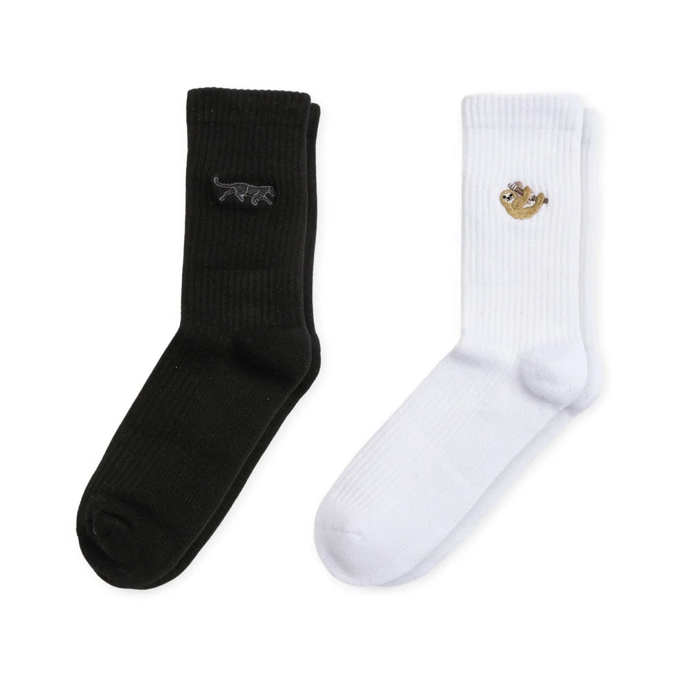 Black & White Ribbed 2 Pack Bamboo Sock Set Bare Kind