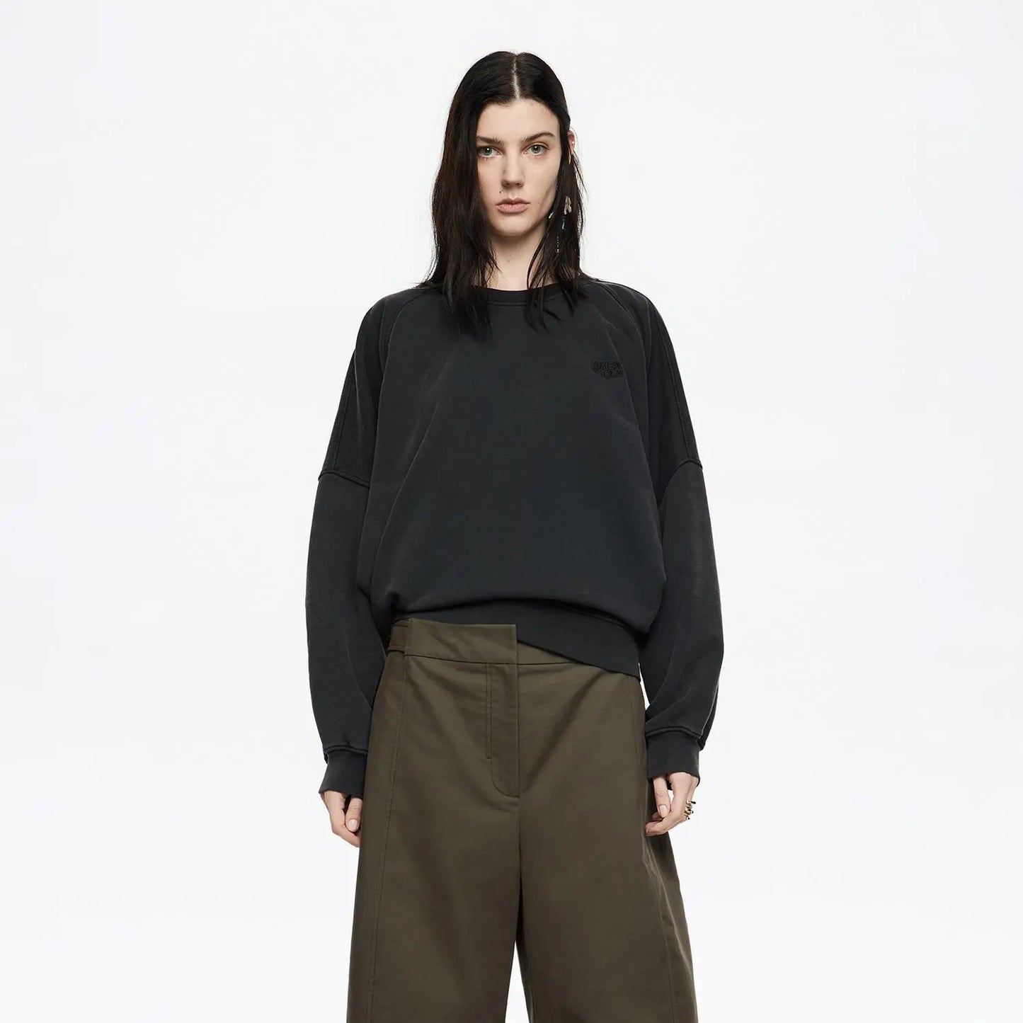 Black embroidered logo balloon sweatshirt Bimba y Lola UK