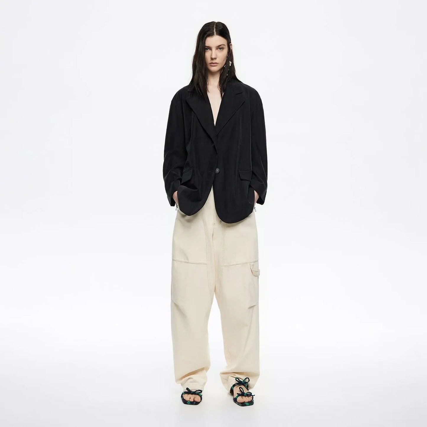 Black fluid tailored jacket Bimba y Lola UK