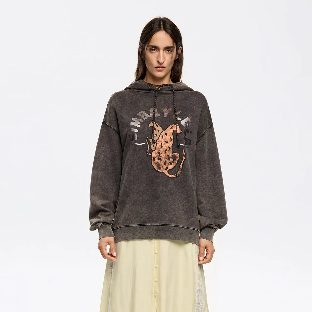 Black hoodie with foil logo Bimba y Lola UK