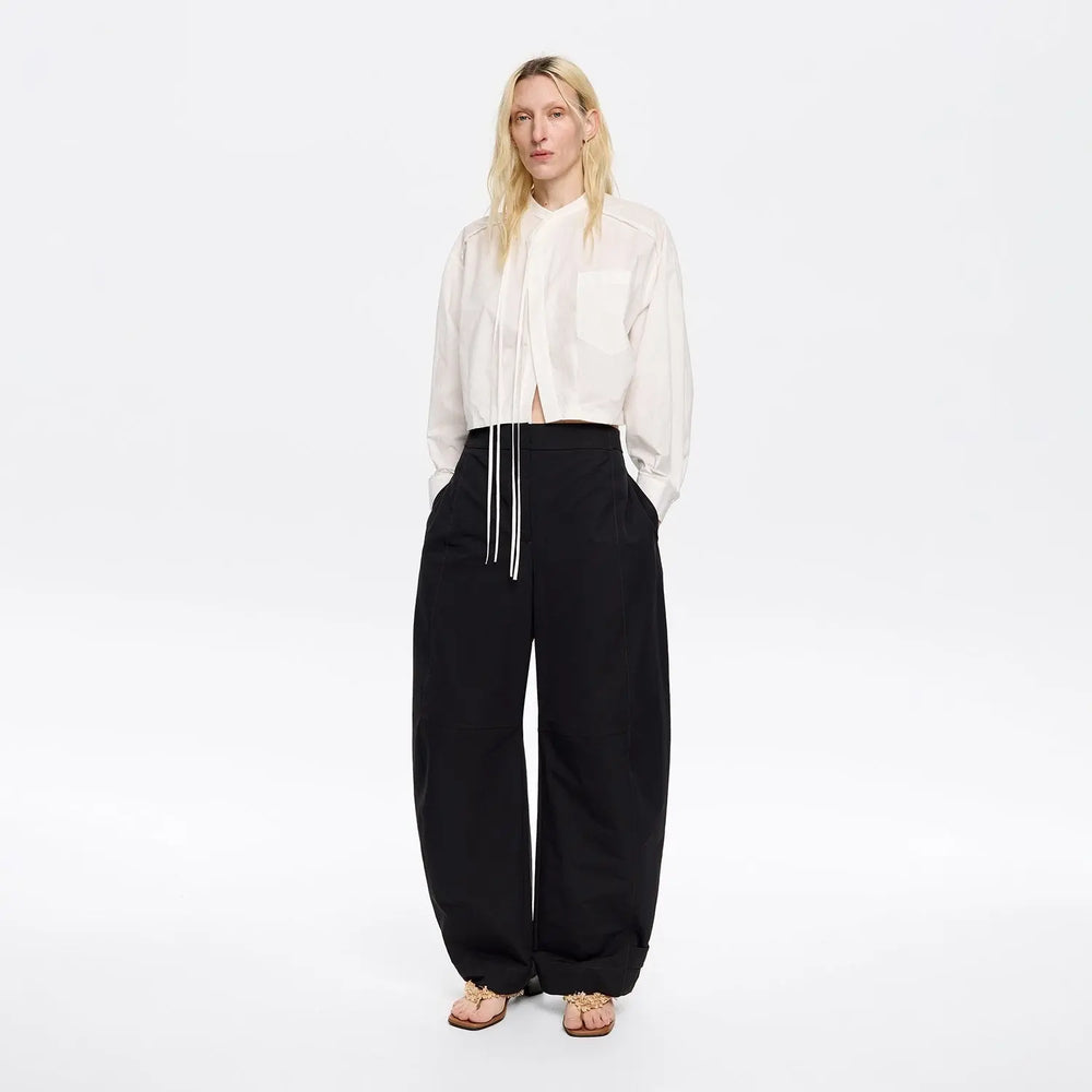 Black technical fabric barrel leg trousers Bimba y Lola UK