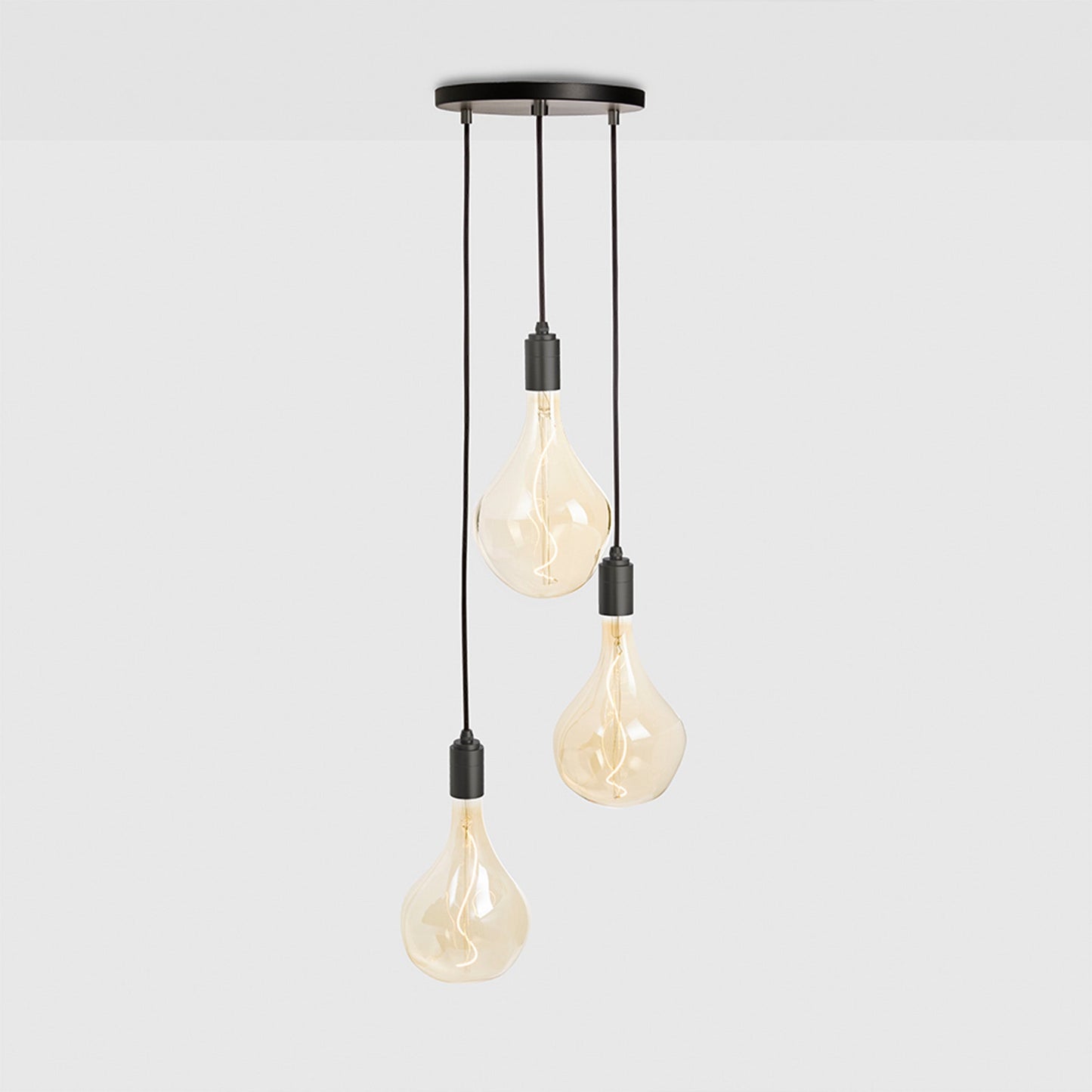 Triple Pendant in Graphite + Voronoi II - Black Canopy Tala