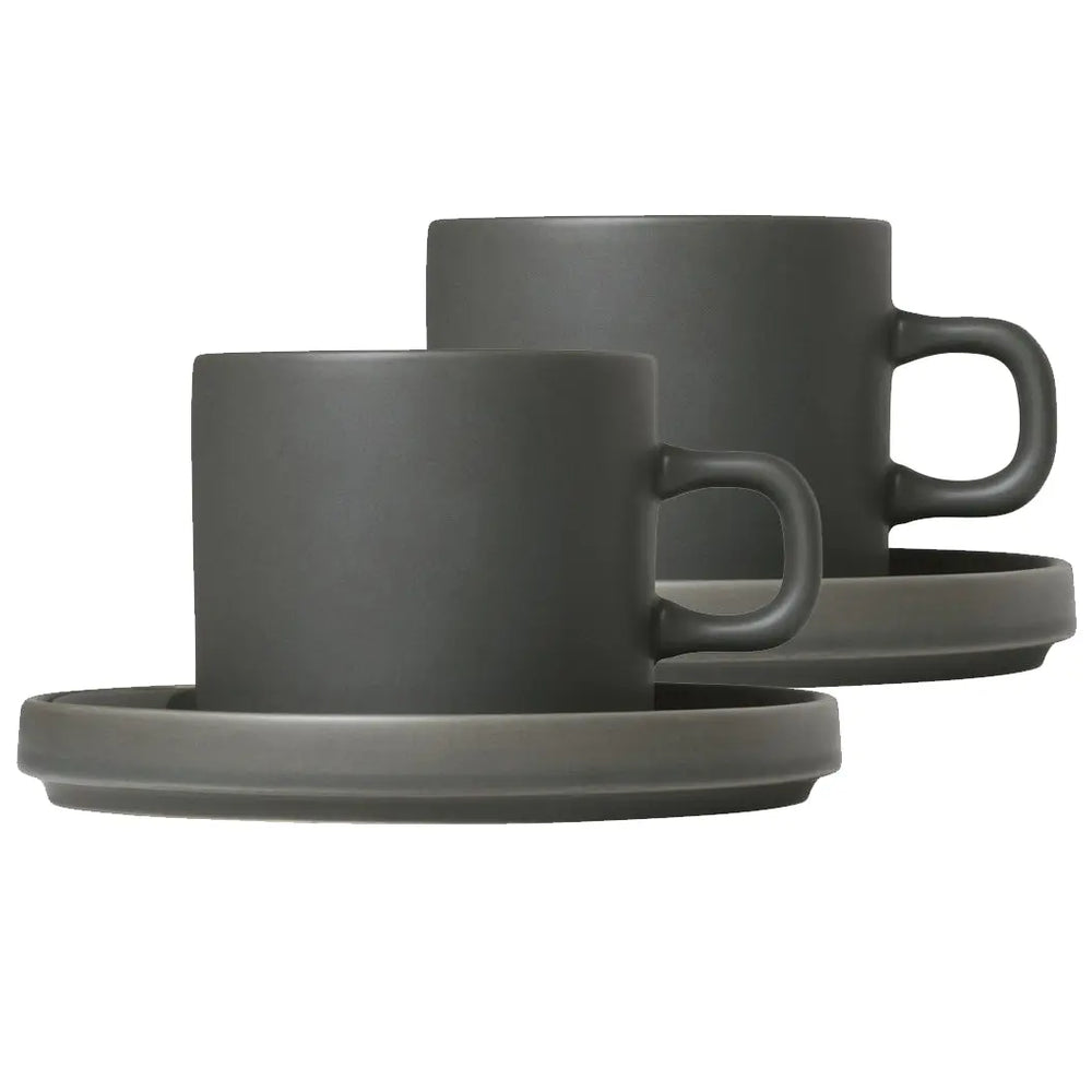 Blomus Pilar Coffee Mug With Saucer 2-Pack Agave Green blomus