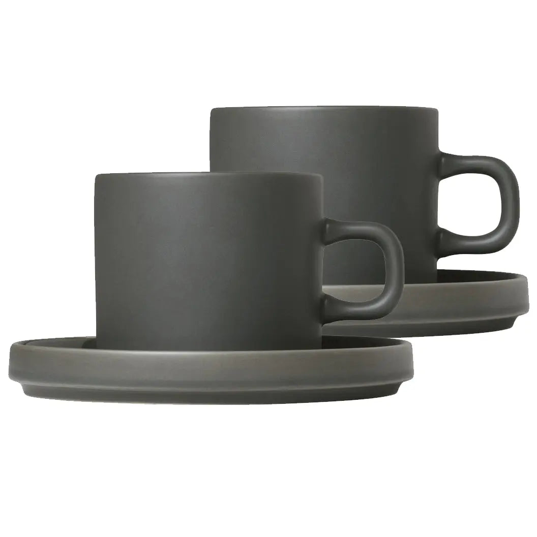 Blomus Pilar Coffee Mug With Saucer 2-Pack Agave Green blomus