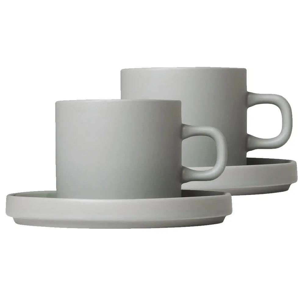 Blomus Pilar Coffee Mug With Saucer 2-Pack Mirage Grey blomus