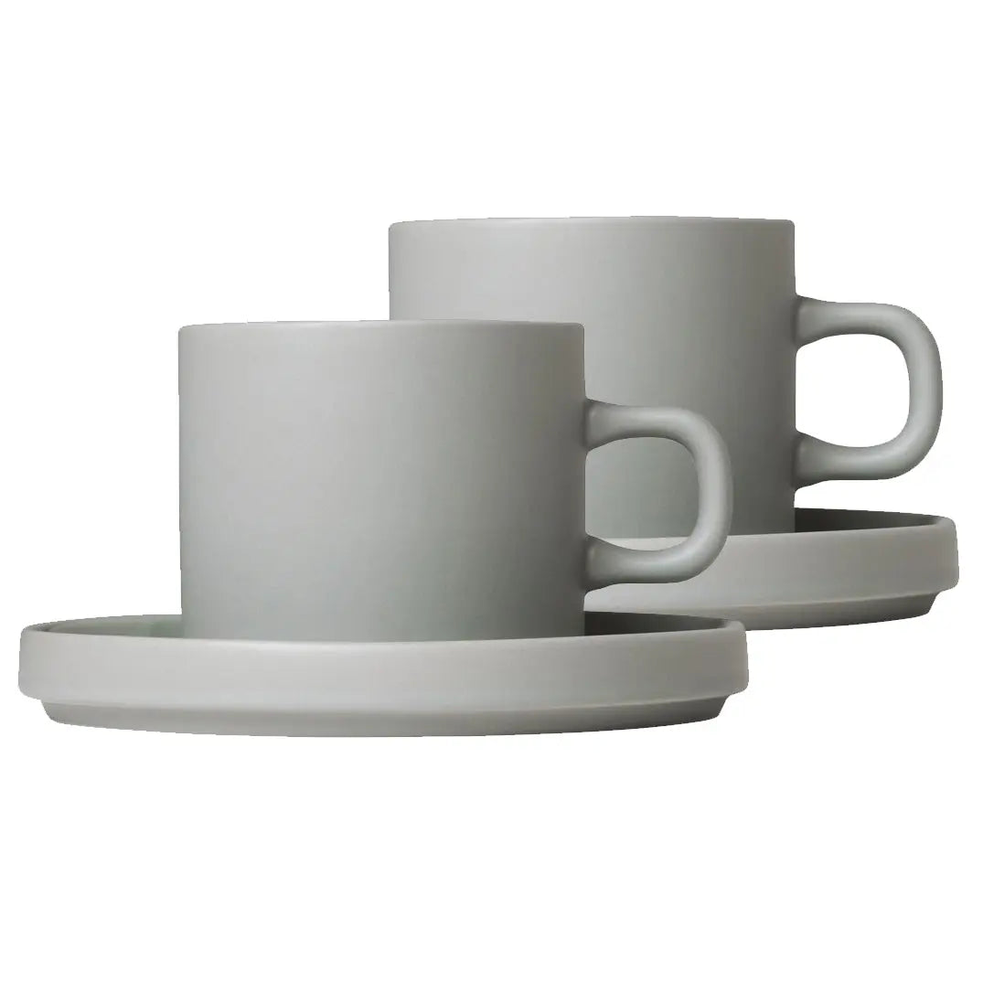 Blomus Pilar Coffee Mug With Saucer 2-Pack Mirage Grey blomus