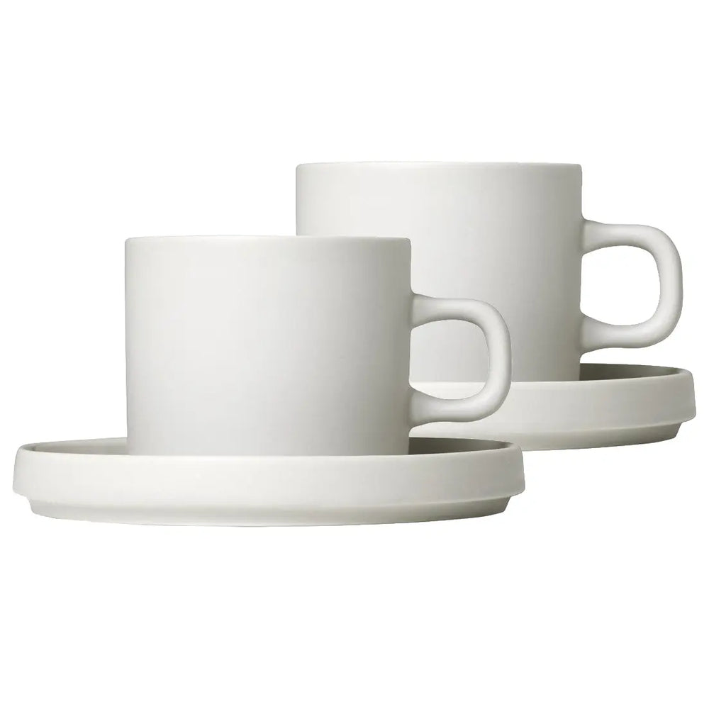 Blomus Pilar Coffee Mug With Saucer 2-Pack Moonbeam blomus