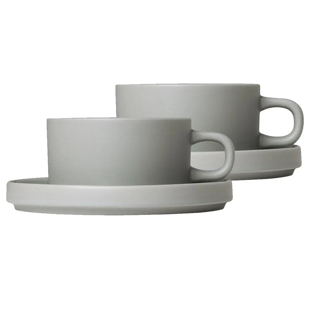 Blomus Pilar Mug With Saucer 2-Pack Mirage Grey blomus
