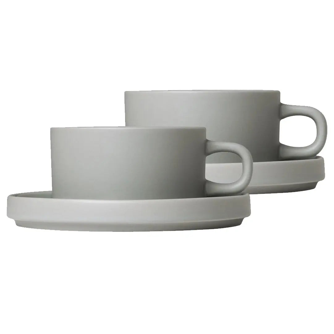 Blomus Pilar Mug With Saucer 2-Pack Mirage Grey blomus