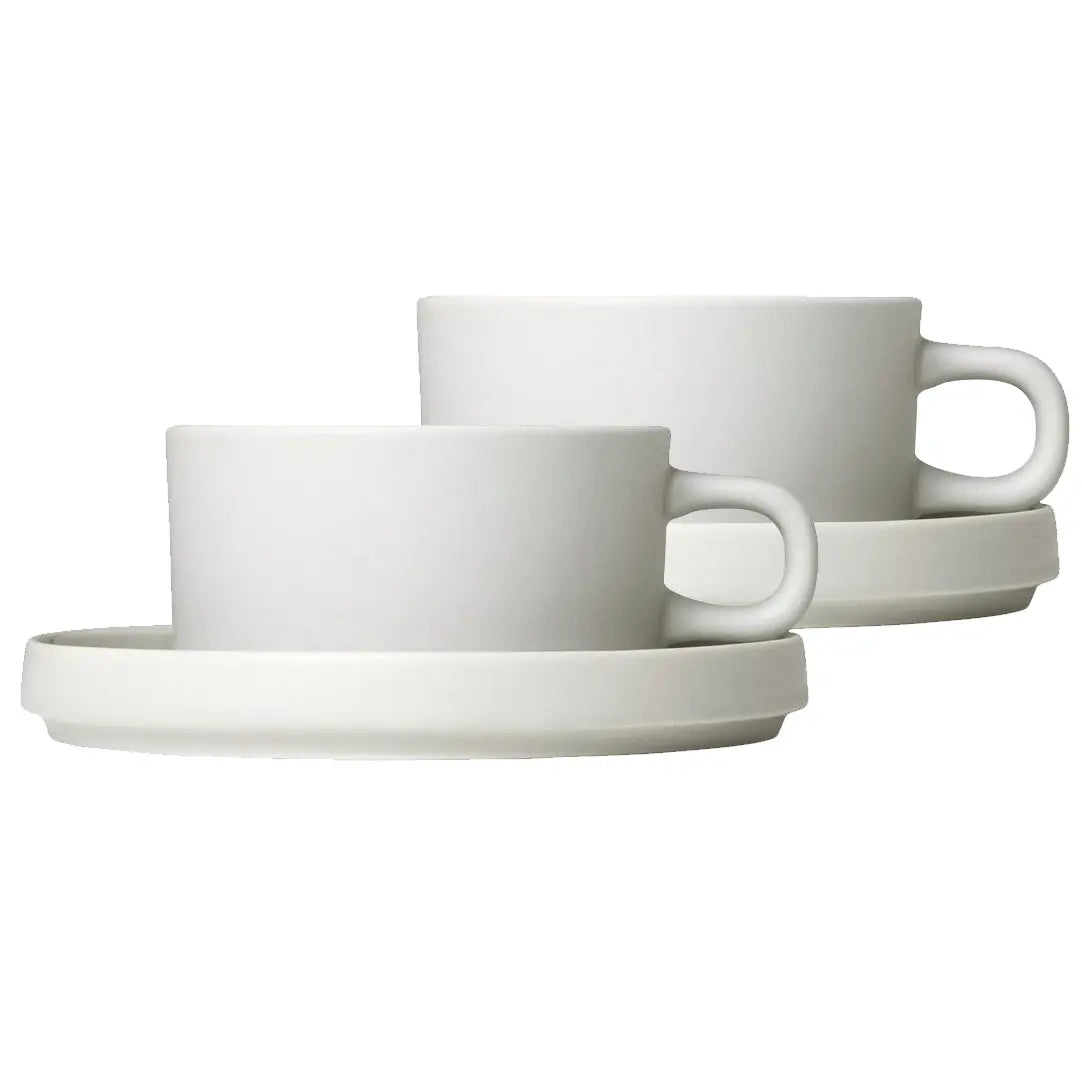 Blomus Pilar Mug With Saucer 2-Pack Moonbeam blomus