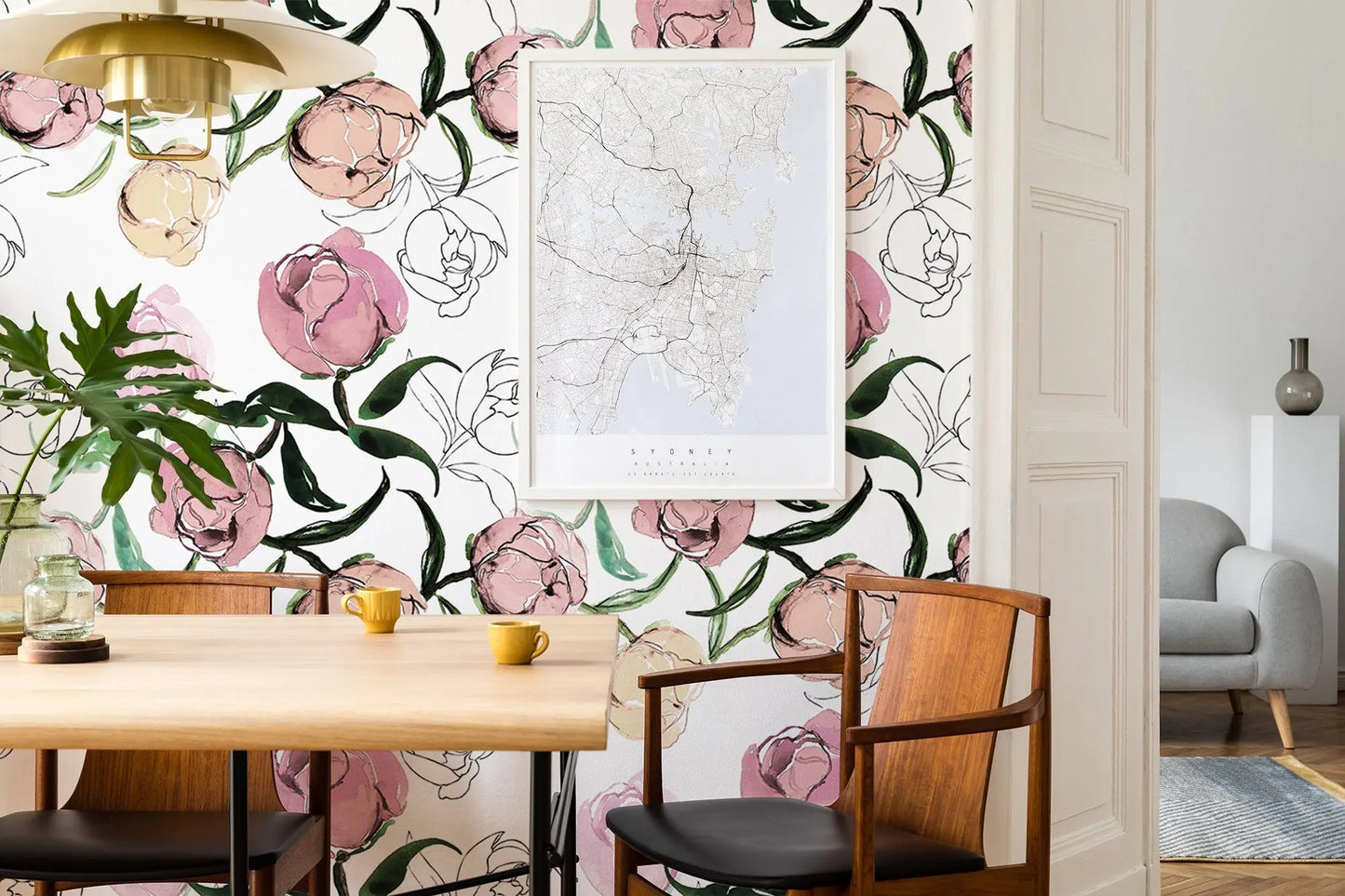 Blooming Peonies Wall Art | Removable Pale Wallpaper | Peony Blush Bouquet | Floral Wall Mural | Painting Wall Sticker | Floral Decal Flower ClickWalls