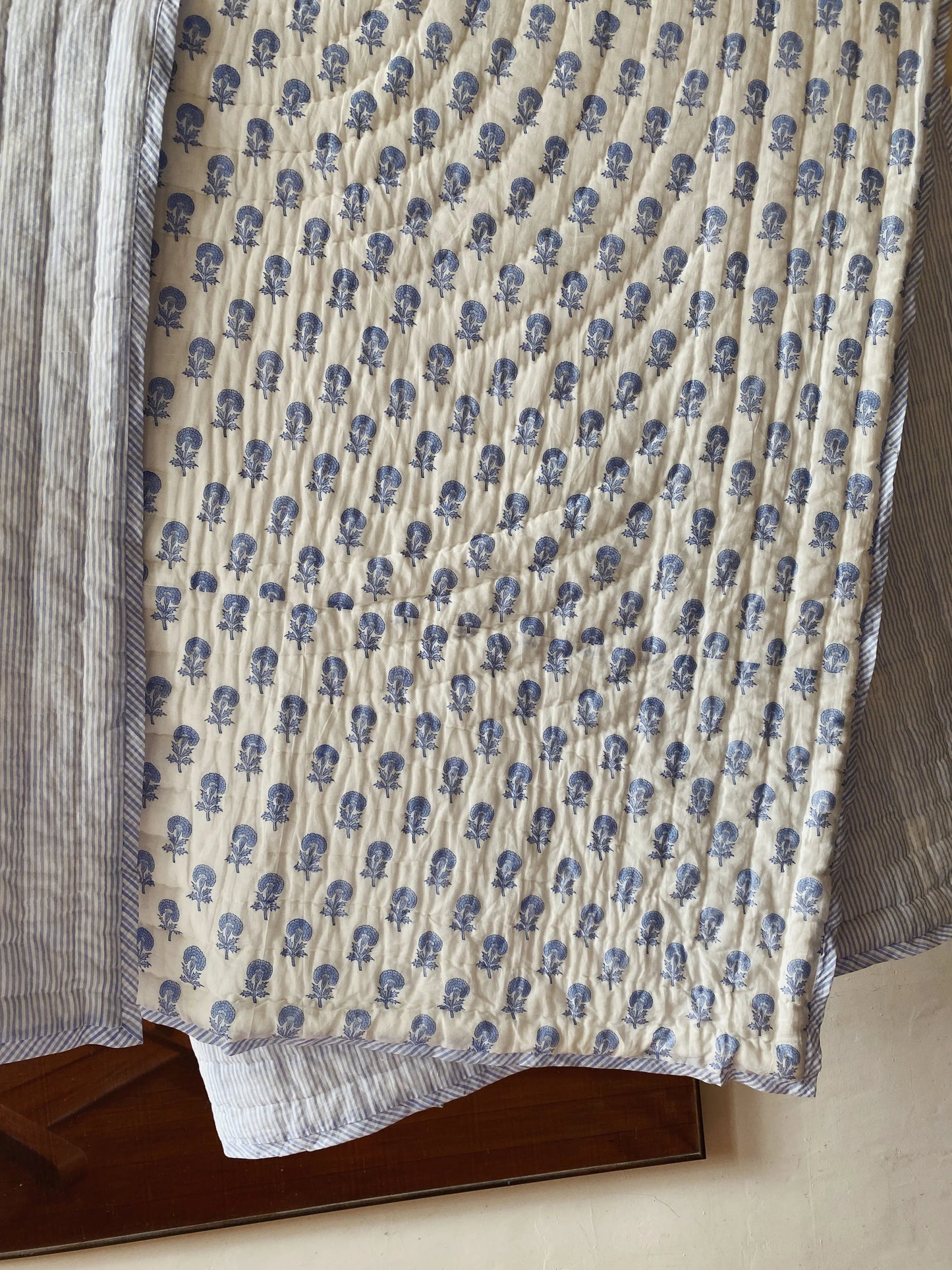 Blue Butti and Stripe Quilt Kapara London