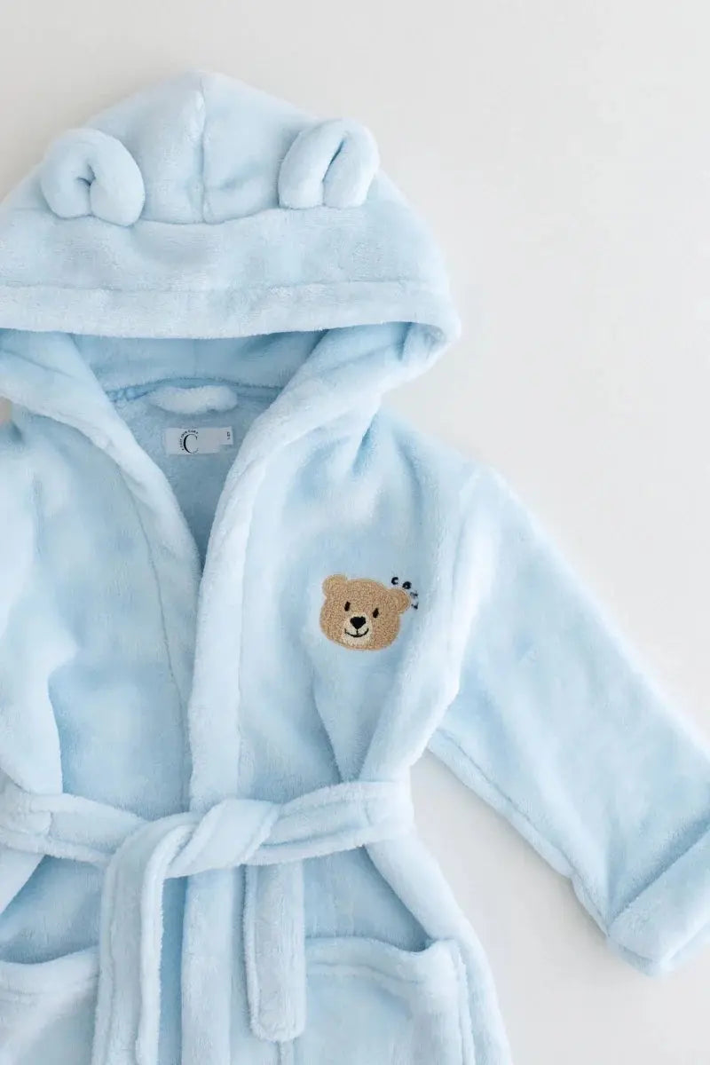 Blue COZY Bear Hooded Dressing Gown Bear Ears Cozy Crew Club