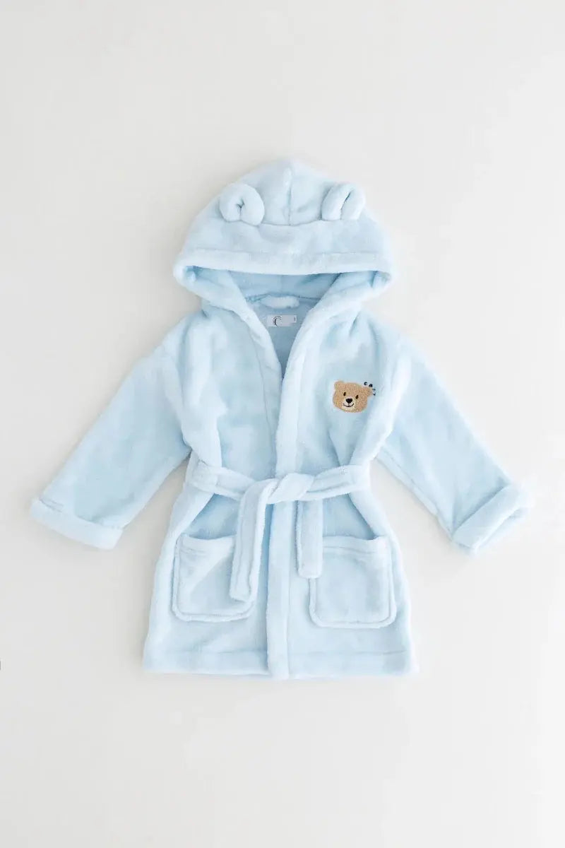 Blue COZY Bear Hooded Dressing Gown Bear Ears Cozy Crew Club