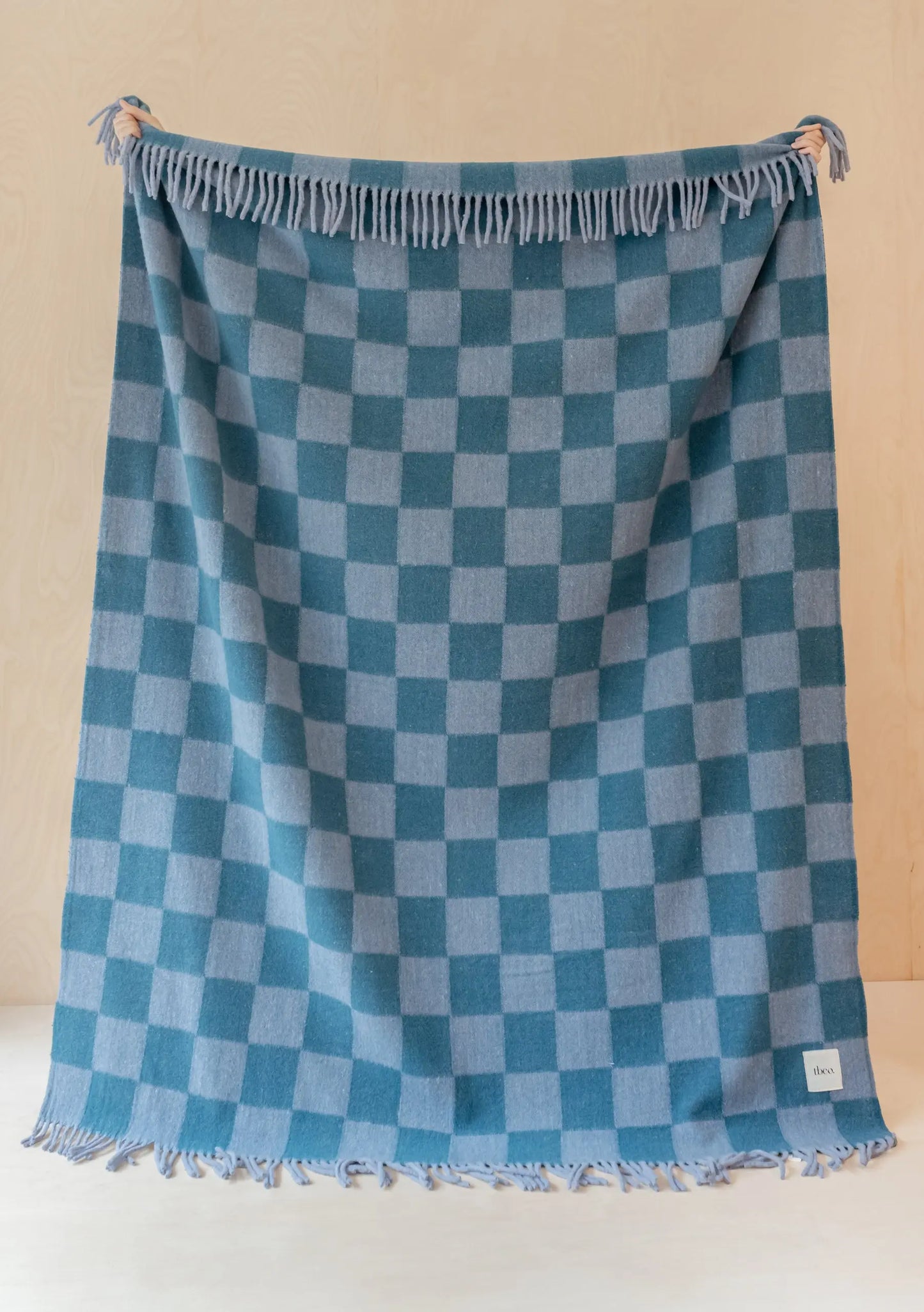 Blue Checkerboard Wool Blanket TartanBlanketCo