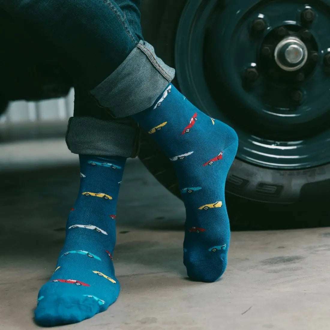 Blue Classic Car Bamboo Socks Swole Panda