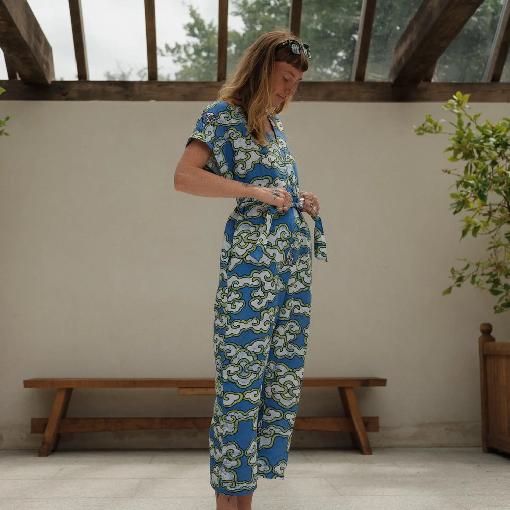 Blue Clouds Loose Fit EcoVera and Linen Jumpsuit Wild Clouds