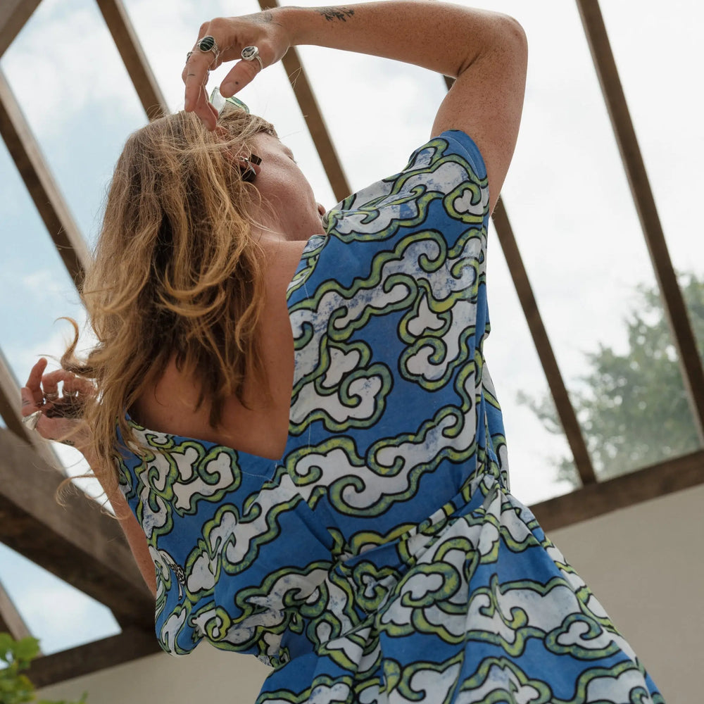 Blue Clouds Loose Fit EcoVera and Linen Jumpsuit Wild Clouds