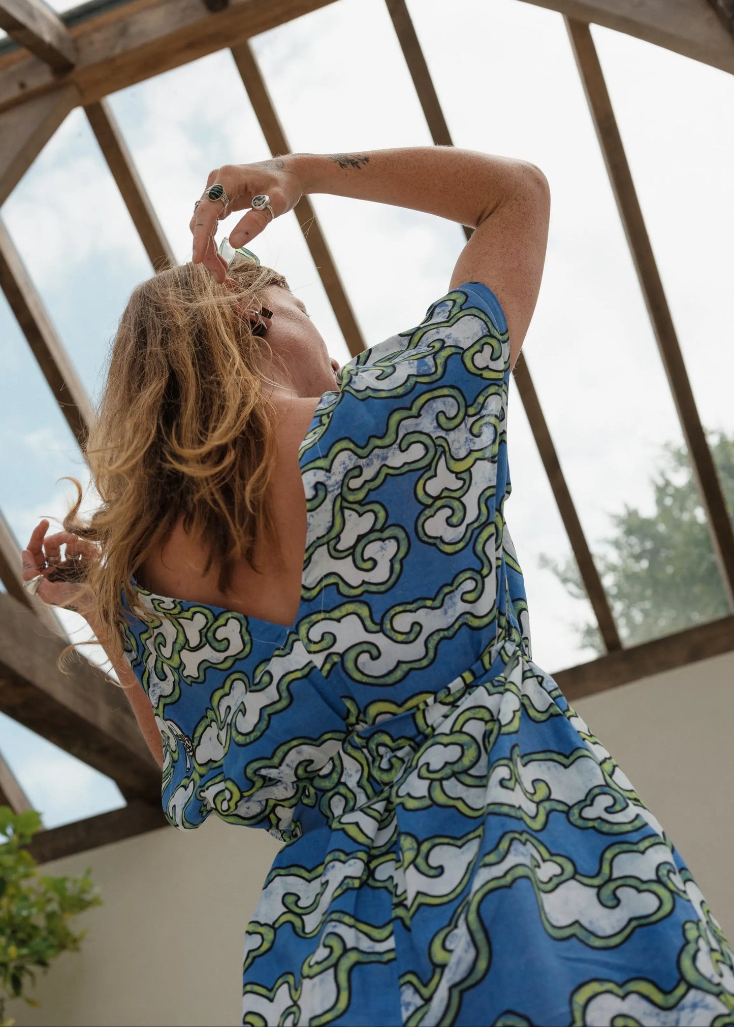 Blue Clouds Loose Fit EcoVera and Linen Jumpsuit Wild Clouds