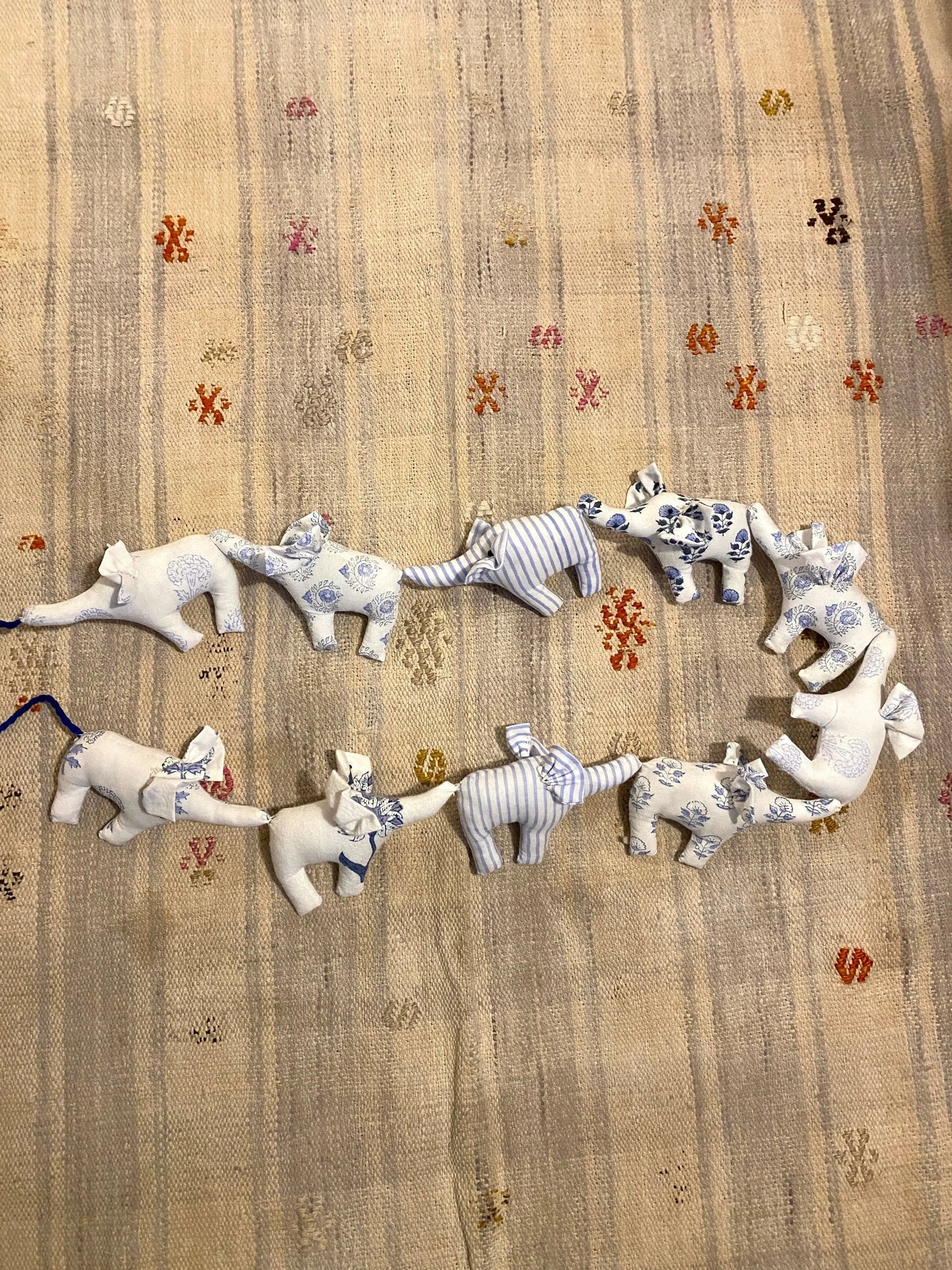 Blue Elephant Nursery Bunting - 10 Elephants Kapara London