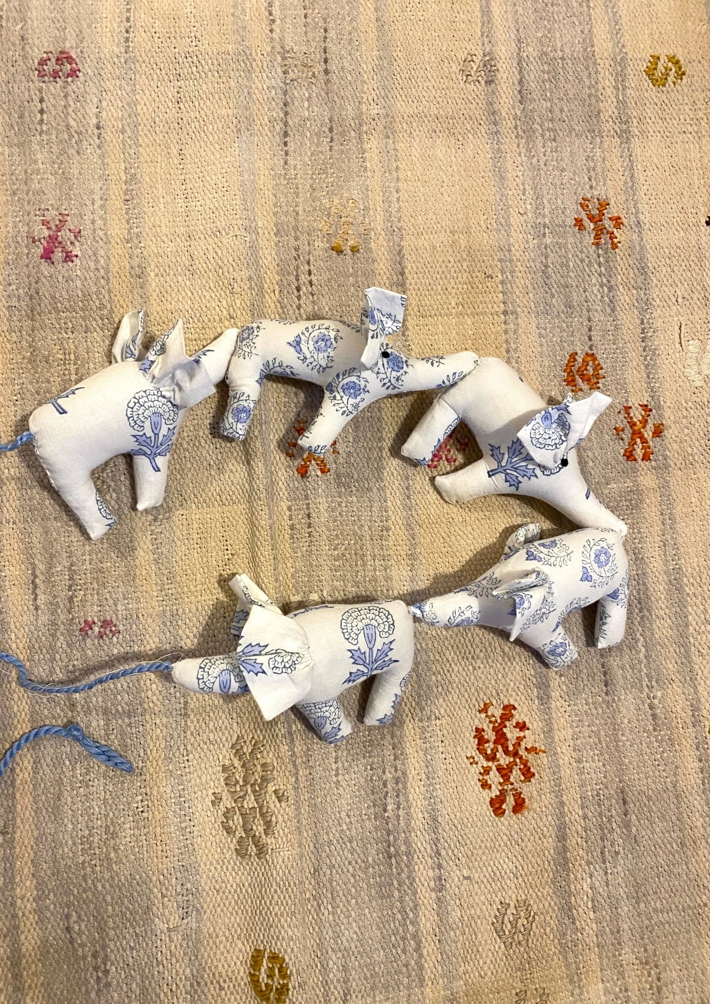 Blue Elephant Nursery Bunting - 5 Elephants Kapara London