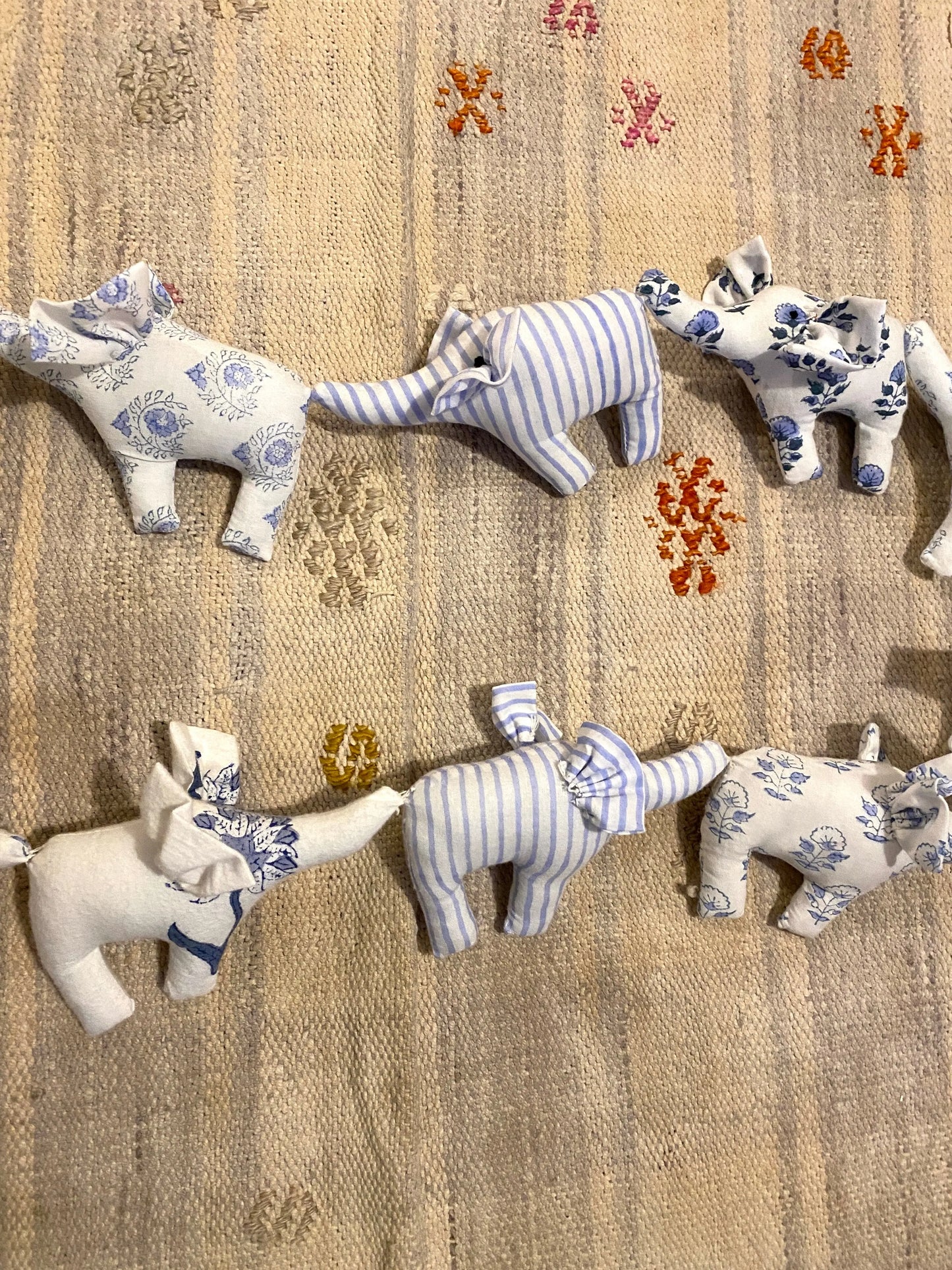 Blue Elephant Nursery Bunting - 5 Elephants Kapara London