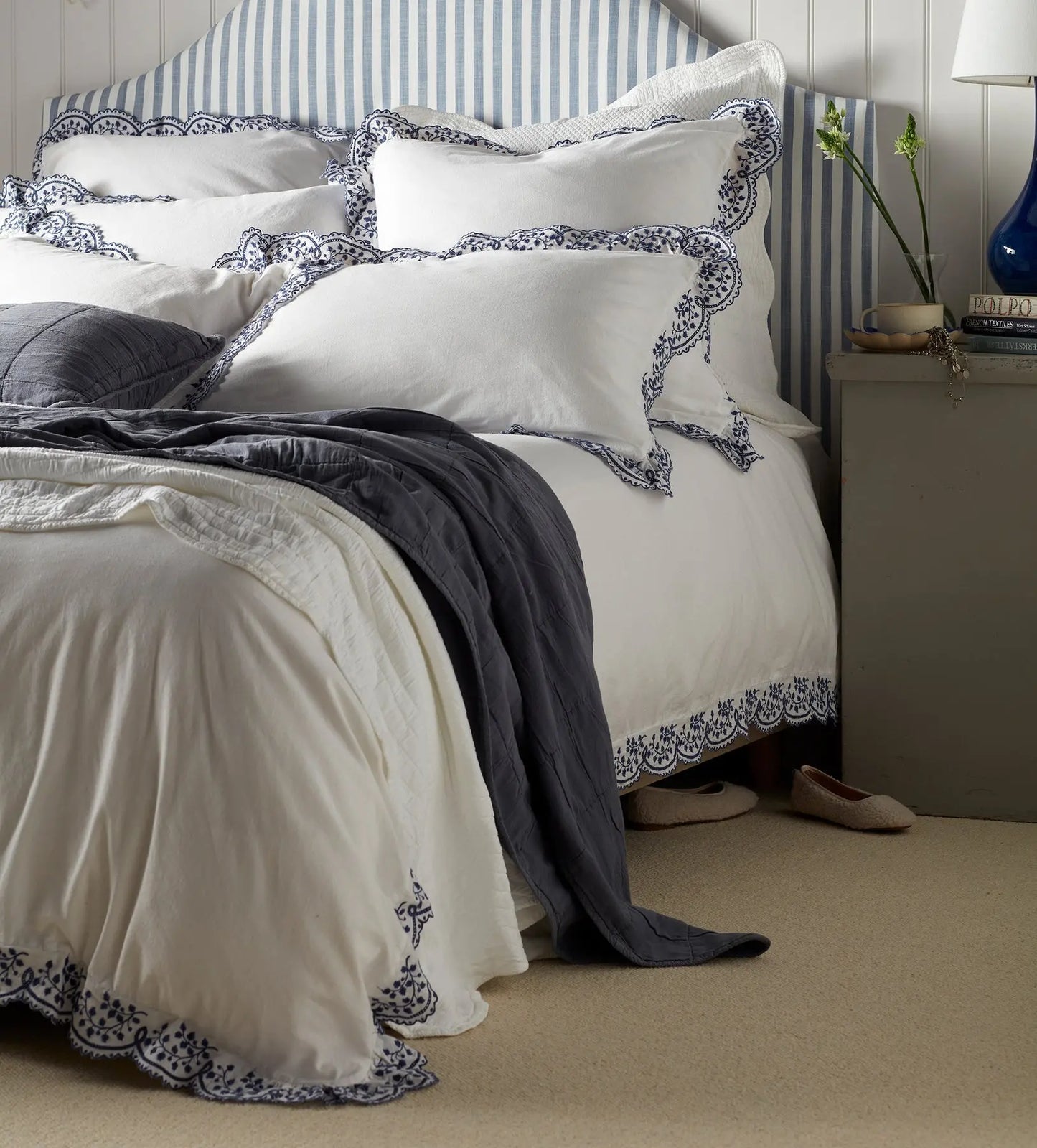 Blue Elsie Cotton Linen Duvet Cover The Secret Linen Store