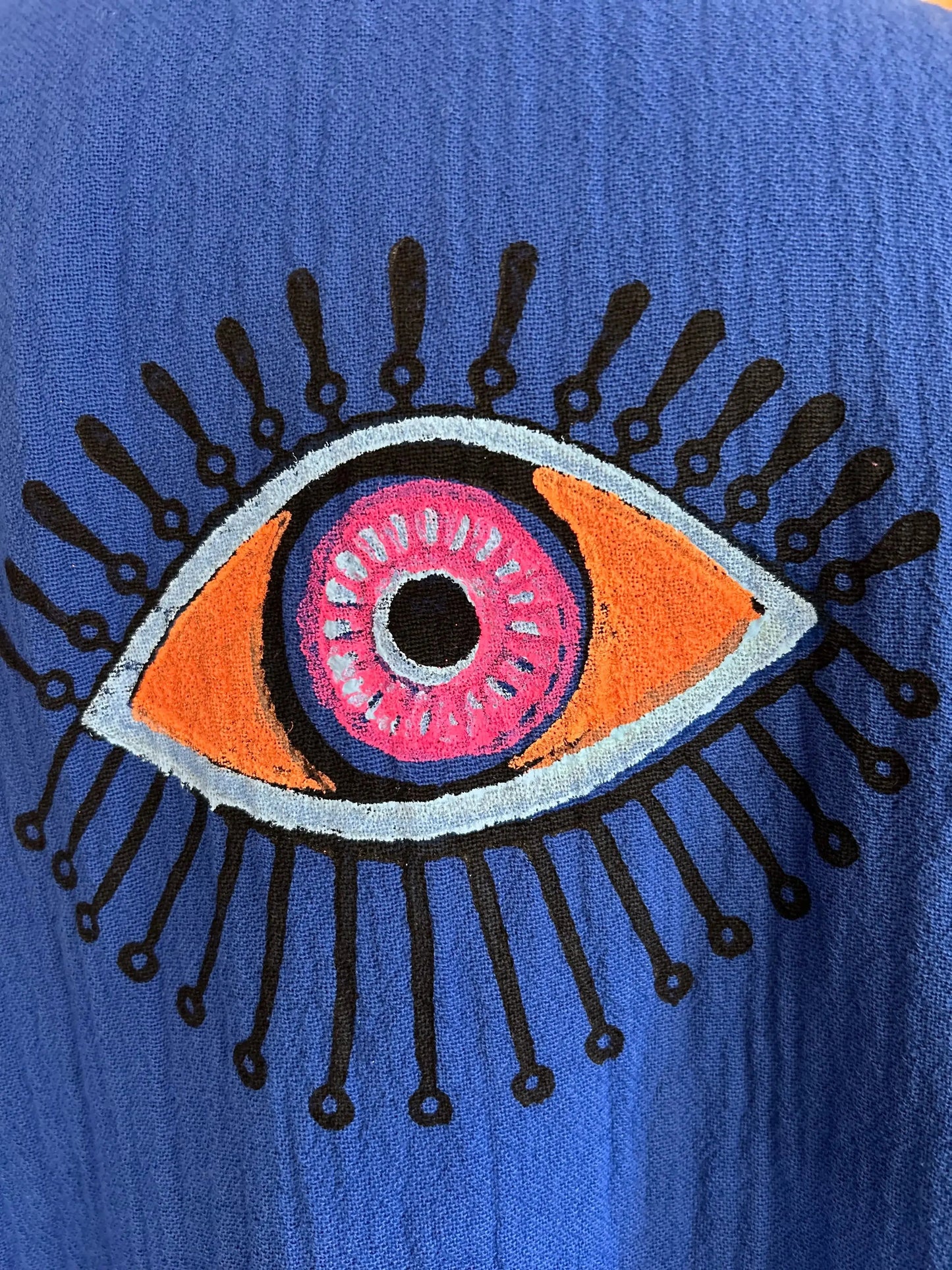 Long Cotton Robe: Blue Eye Loome Lifestyle