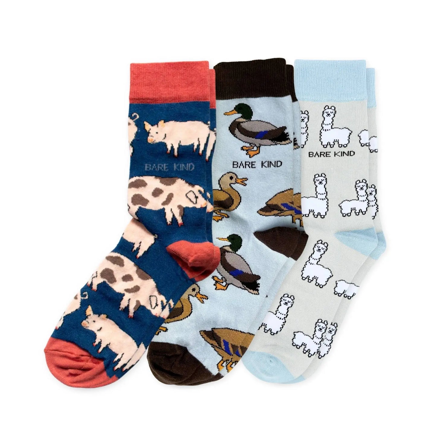 Blue Farm Animals Bundle of 3 Bamboo Sock Set Bare Kind