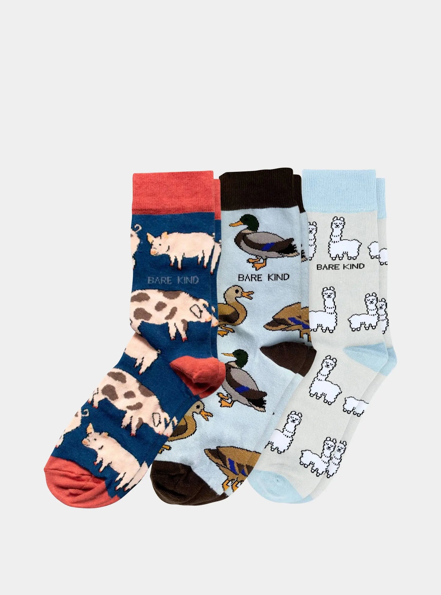 Blue Farm Animals Bundle of 3 Bamboo Sock Set Bare Kind