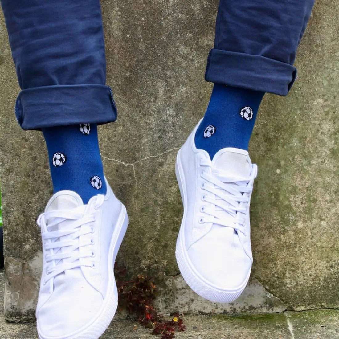 Blue Football Bamboo Socks Swole Panda